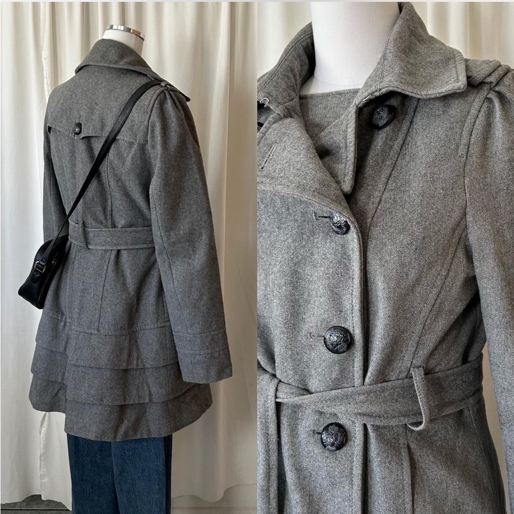 Express double-breasted Wool blend Grey Pea coat size Medium - Picture 8 of 8